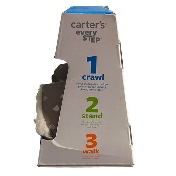 Carter's Every Step Baby Girls Size 3 Bucket Boots Stage 1 Crawl Hearts Fur - Picture 6 of 8